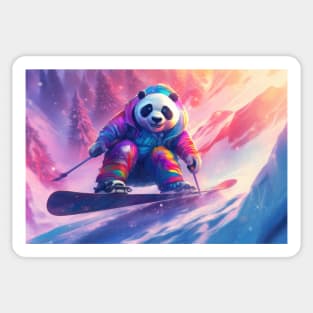 Pastel Powder: Panda's Playful Descent Sticker